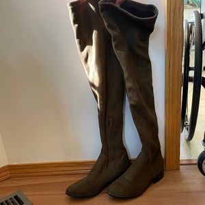 Olive suede over the knee boots. Size 7